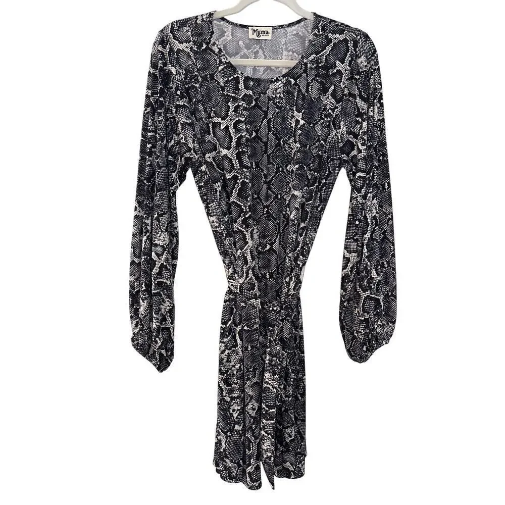 Show Me Your Mumu Midi Dress Women’s Sz Medium Snakeprint A-line Oversized - Picture 2 of 8
